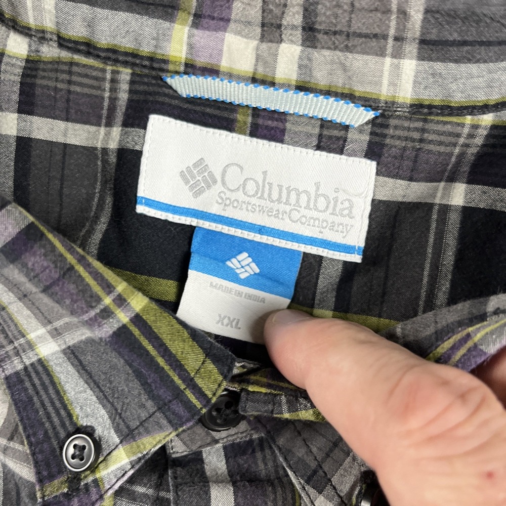 Columbia Shirt Mens XXL Red Blue Plaid Long Sleeve Button Front Pocket Cotton - Picture 2 of 10
